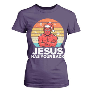 Funny Satan Christmas T Shirt For Women Jesus Has Your Back TS14 Purple Print Your Wear