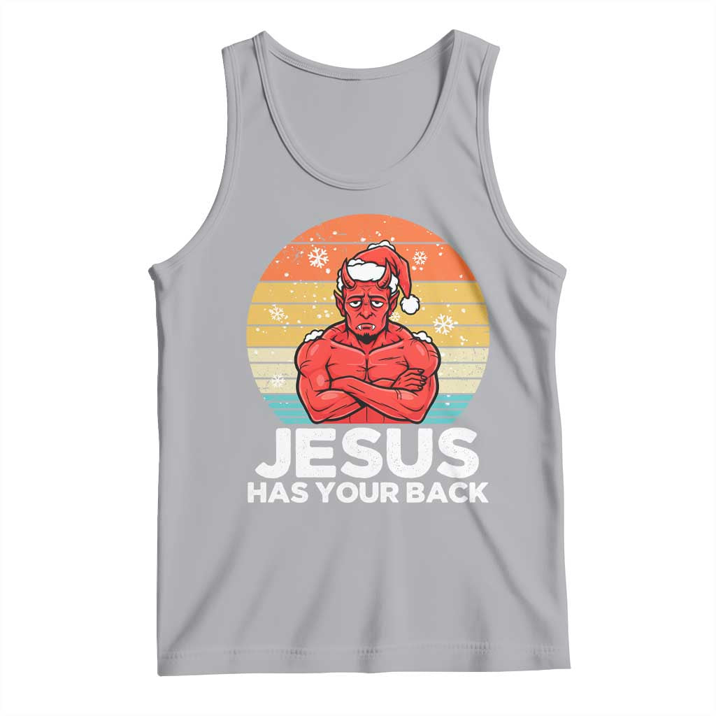 Funny Satan Christmas Tank Top Jesus Has Your Back TS14 Athletic Heather Print Your Wear
