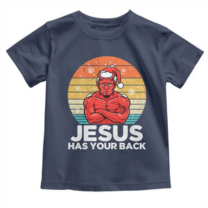 Funny Satan Christmas Toddler T Shirt Jesus Has Your Back TS14 Navy Print Your Wear