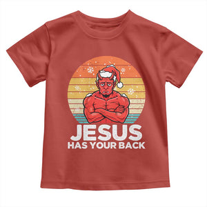 Funny Satan Christmas Toddler T Shirt Jesus Has Your Back TS14 Red Print Your Wear