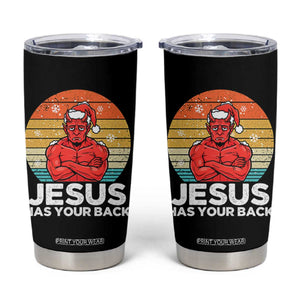 Funny Satan Christmas Tumbler Cup Jesus Has Your Back TS14 Black Print Your Wear