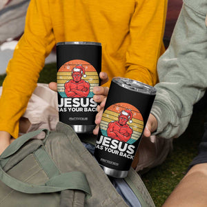 Funny Satan Christmas Tumbler Cup Jesus Has Your Back TS14 Print Your Wear