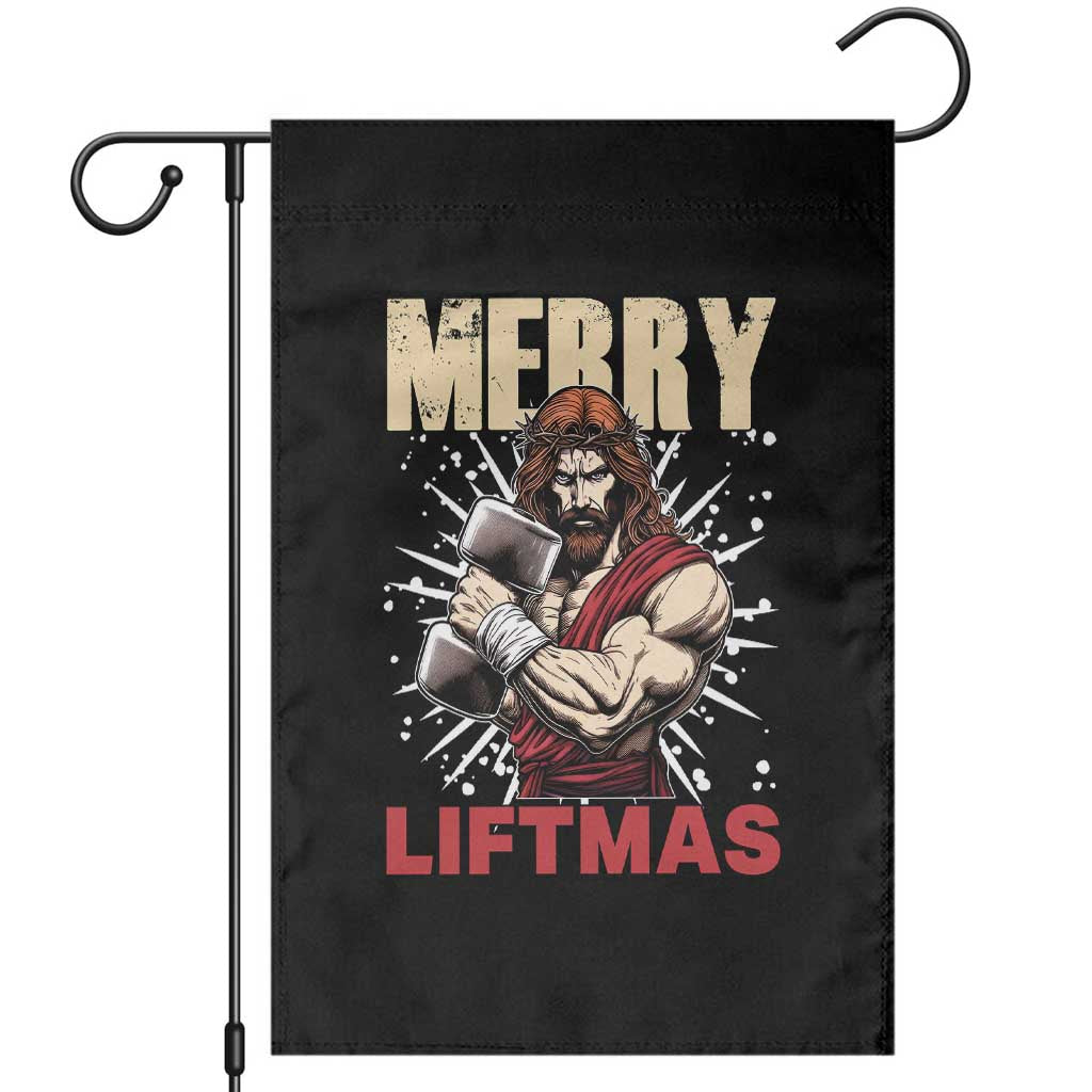 Jesus Gym Christmas Garden Flag Merry Liftmas Xmas TS14 Black Print Your Wear