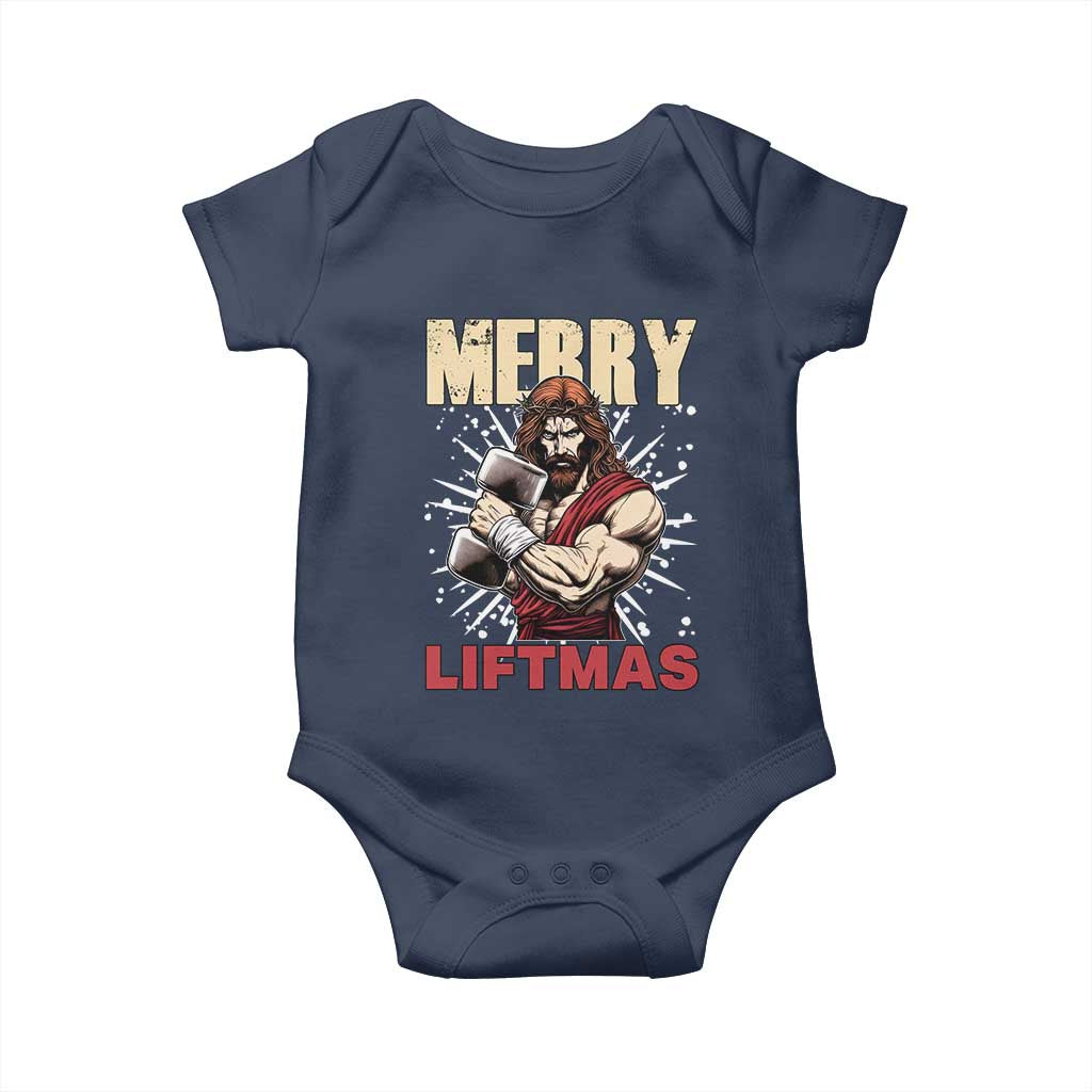 Jesus Gym Christmas Baby Onesie Merry Liftmas Xmas TS14 Navy Print Your Wear