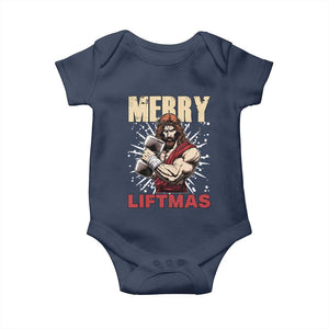 Jesus Gym Christmas Baby Onesie Merry Liftmas Xmas TS14 Navy Print Your Wear