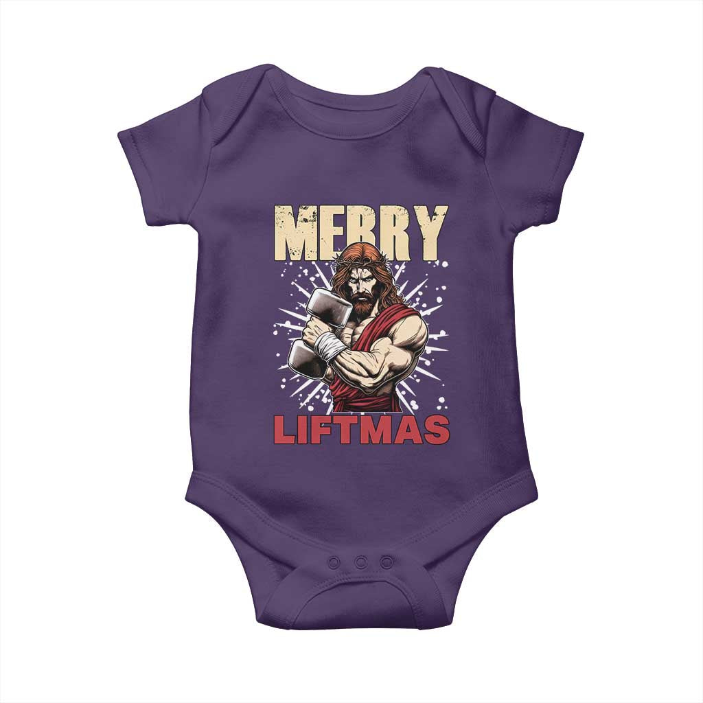 Jesus Gym Christmas Baby Onesie Merry Liftmas Xmas TS14 Purple Print Your Wear