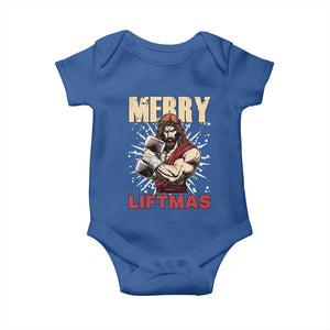 Jesus Gym Christmas Baby Onesie Merry Liftmas Xmas TS14 Royal Blue Print Your Wear