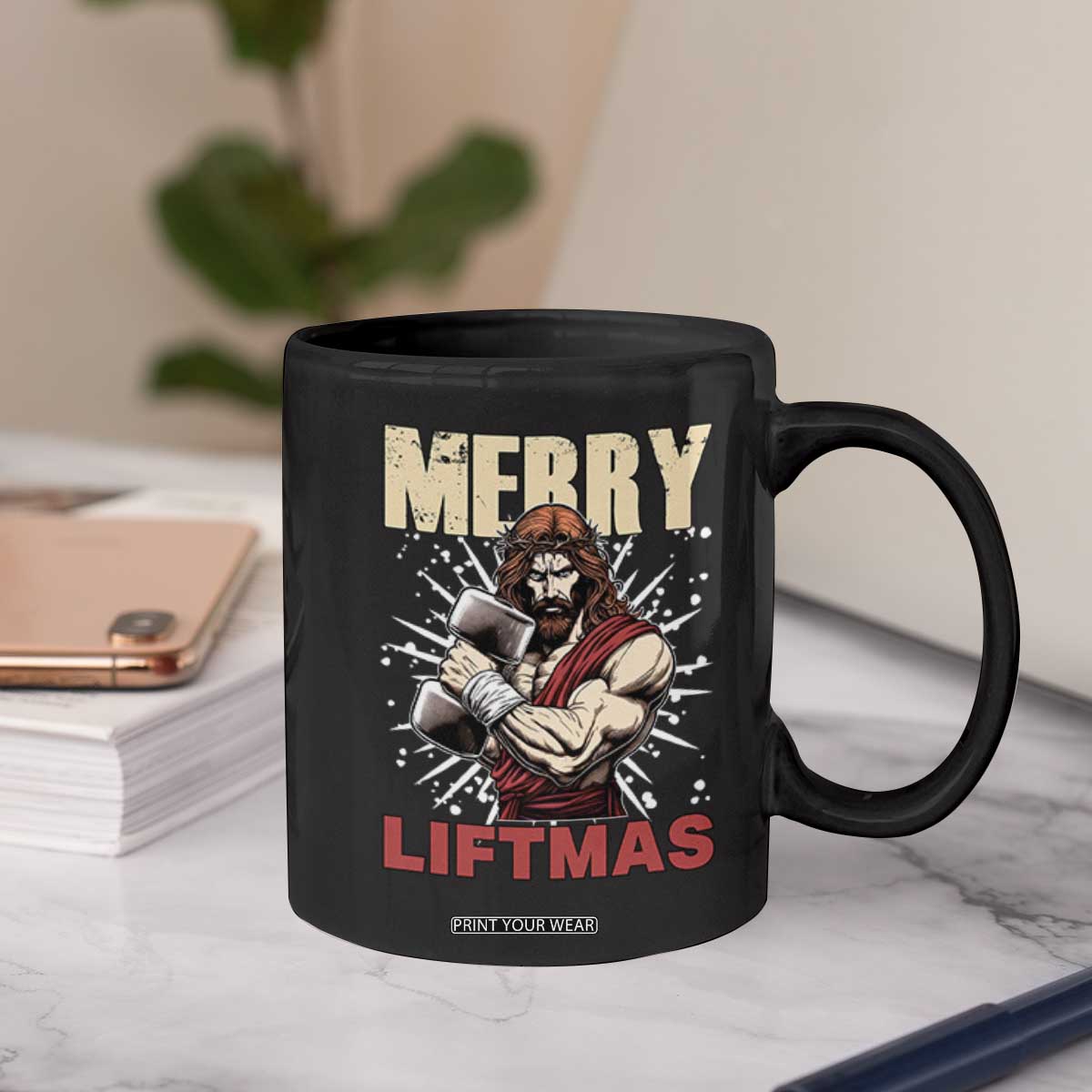 Jesus Gym Christmas Coffee Mug Merry Liftmas Xmas TS14 Print Your Wear