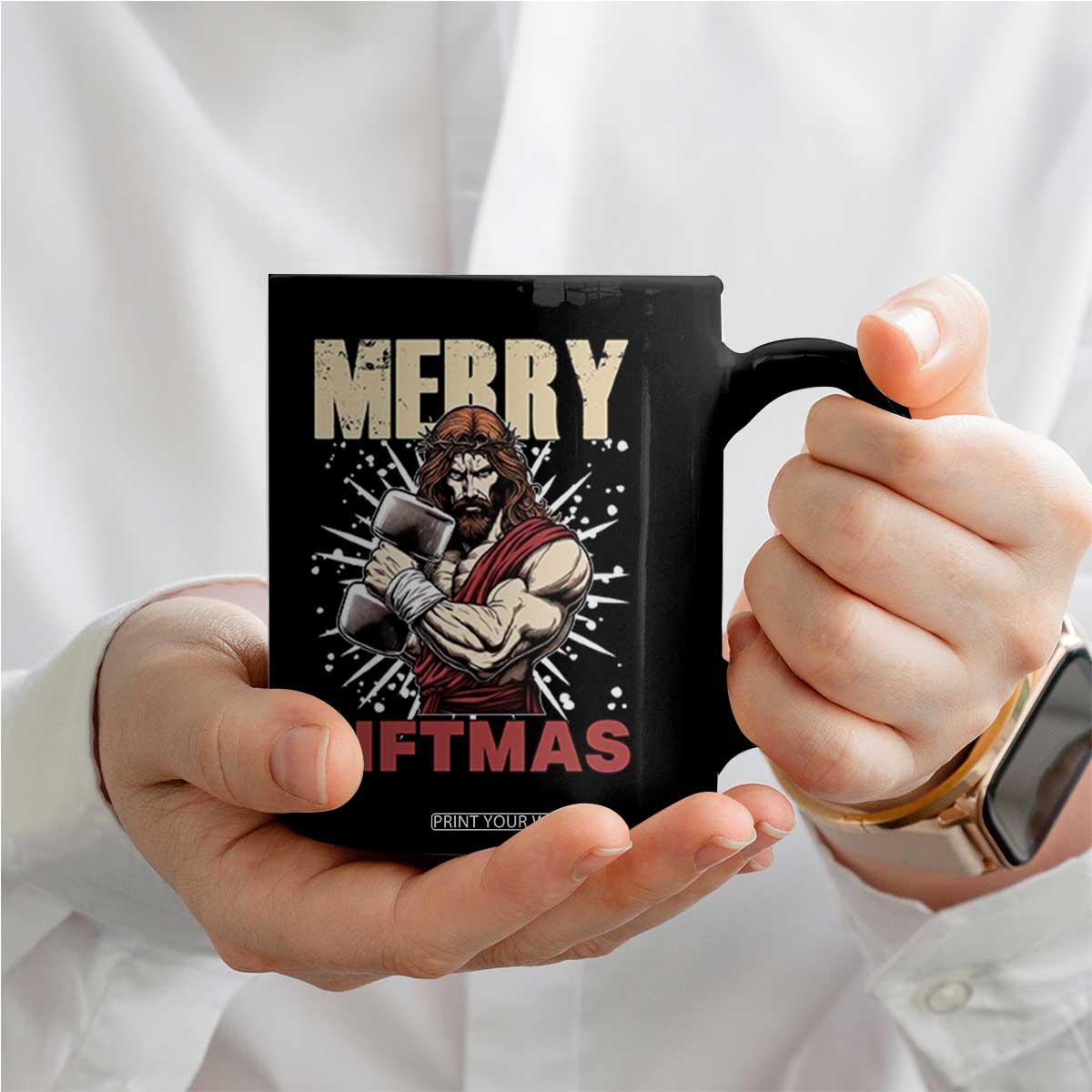 Jesus Gym Christmas Coffee Mug Merry Liftmas Xmas TS14 Print Your Wear
