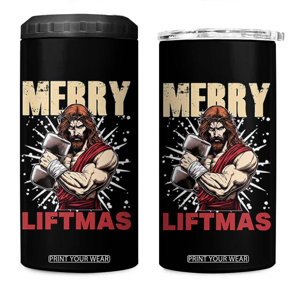 Jesus Gym Christmas 4 in 1 Can Cooler Tumbler Merry Liftmas Xmas TS14 One Size: 16 oz Black Print Your Wear