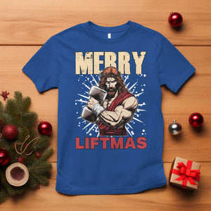 Jesus Gym Christmas T Shirt Merry Liftmas Xmas TS14 Royal Blue Print Your Wear