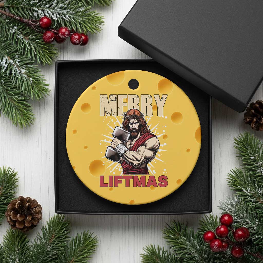 Jesus Gym Xmas Ceramic Ornament Merry Liftmas Xmas TS14 1pc Yellow Cheese Print Your Wear