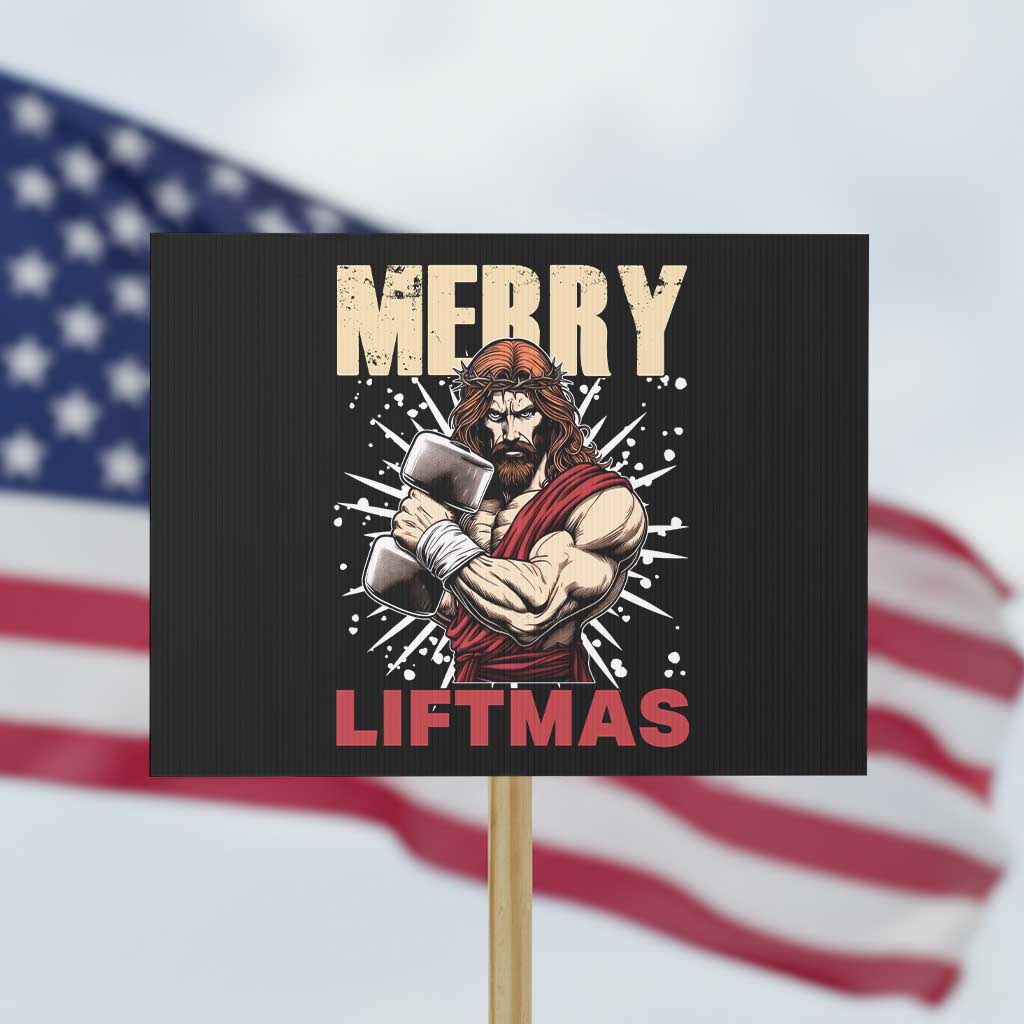 Jesus Gym Christmas Protest Sign Merry Liftmas Xmas TS14 Horizontal 18