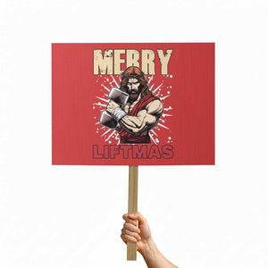 Jesus Gym Christmas Protest Sign Merry Liftmas Xmas TS14 Horizontal 18" × 24" Red Print Your Wear