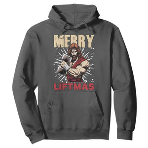 Jesus Gym Christmas Hoodie Merry Liftmas Xmas TS14 Dark Heather Print Your Wear