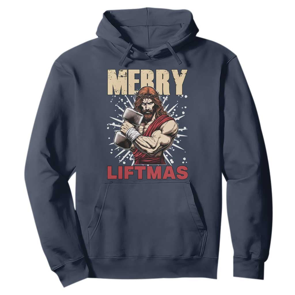Jesus Gym Christmas Hoodie Merry Liftmas Xmas TS14 Navy Print Your Wear