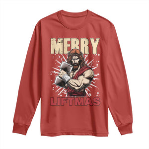 Jesus Gym Christmas Long Sleeve Shirt Merry Liftmas Xmas TS14 Red Print Your Wear