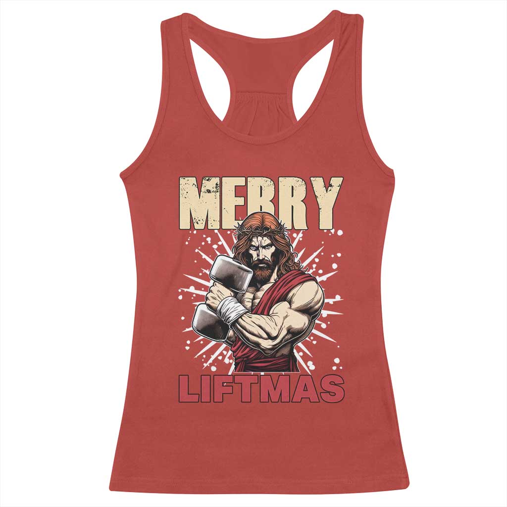 Jesus Gym Christmas Racerback Tank Top Merry Liftmas Xmas TS14 Red Print Your Wear