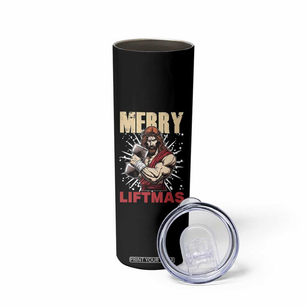 Jesus Gym Christmas Skinny Tumbler Merry Liftmas Xmas TS14 Print Your Wear