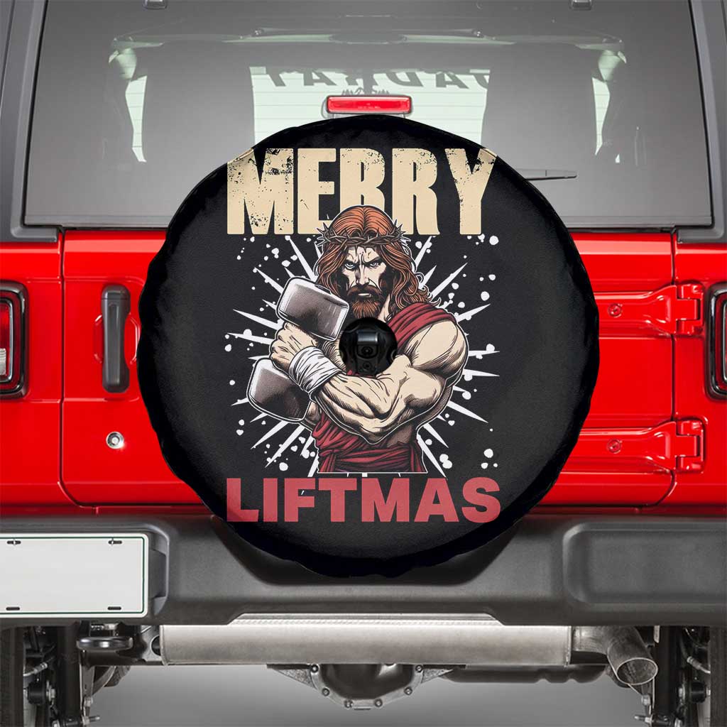 Jesus Gym Christmas Spare Tire Cover Merry Liftmas Xmas TS14 Black Print Your Wear