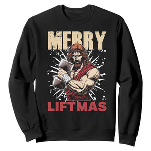 Jesus Gym Christmas Sweatshirt Merry Liftmas Xmas TS14 Black Print Your Wear
