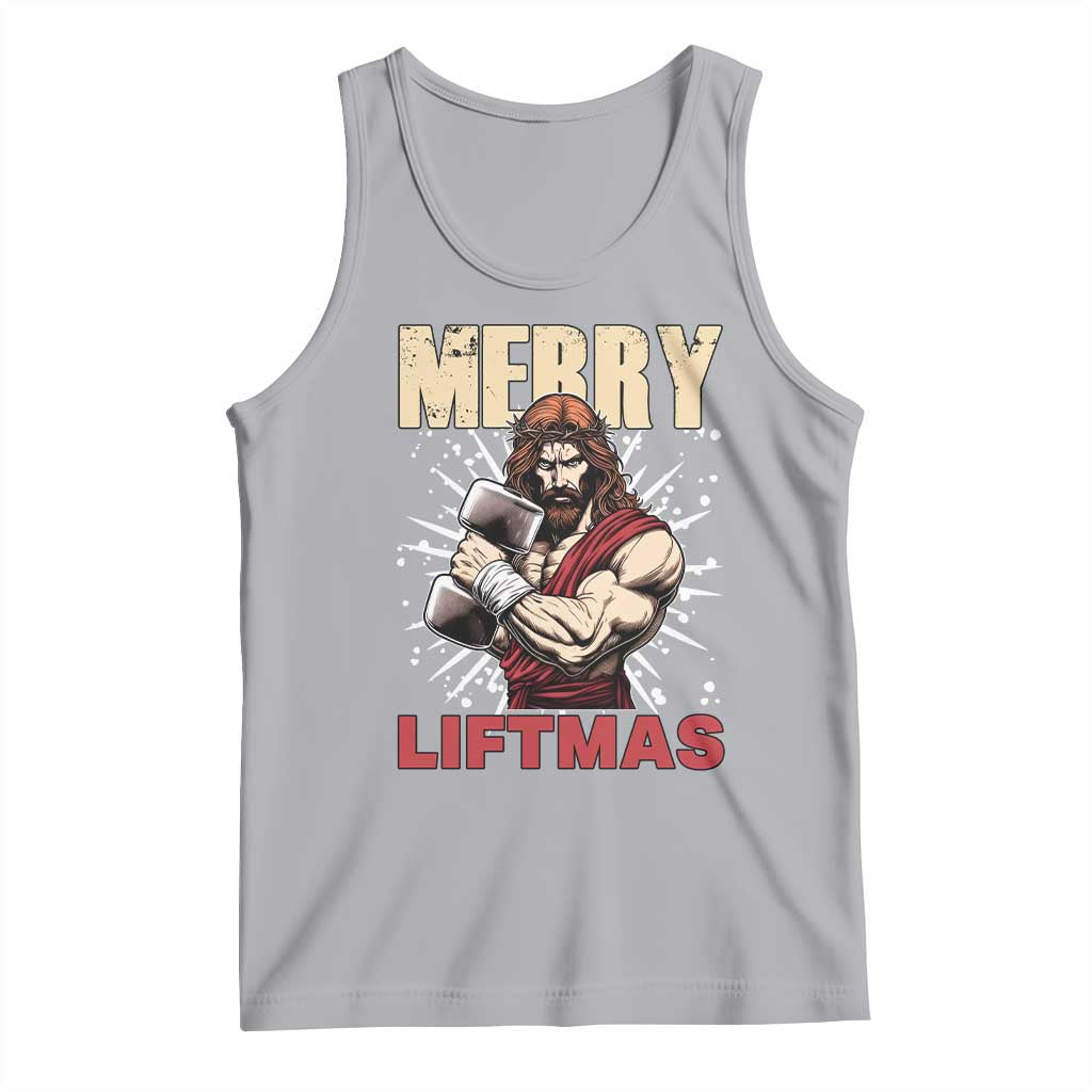 Jesus Gym Christmas Tank Top Merry Liftmas Xmas TS14 Athletic Heather Print Your Wear