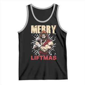 Jesus Gym Christmas Tank Top Merry Liftmas Xmas TS14 Black Athletic Heather Print Your Wear