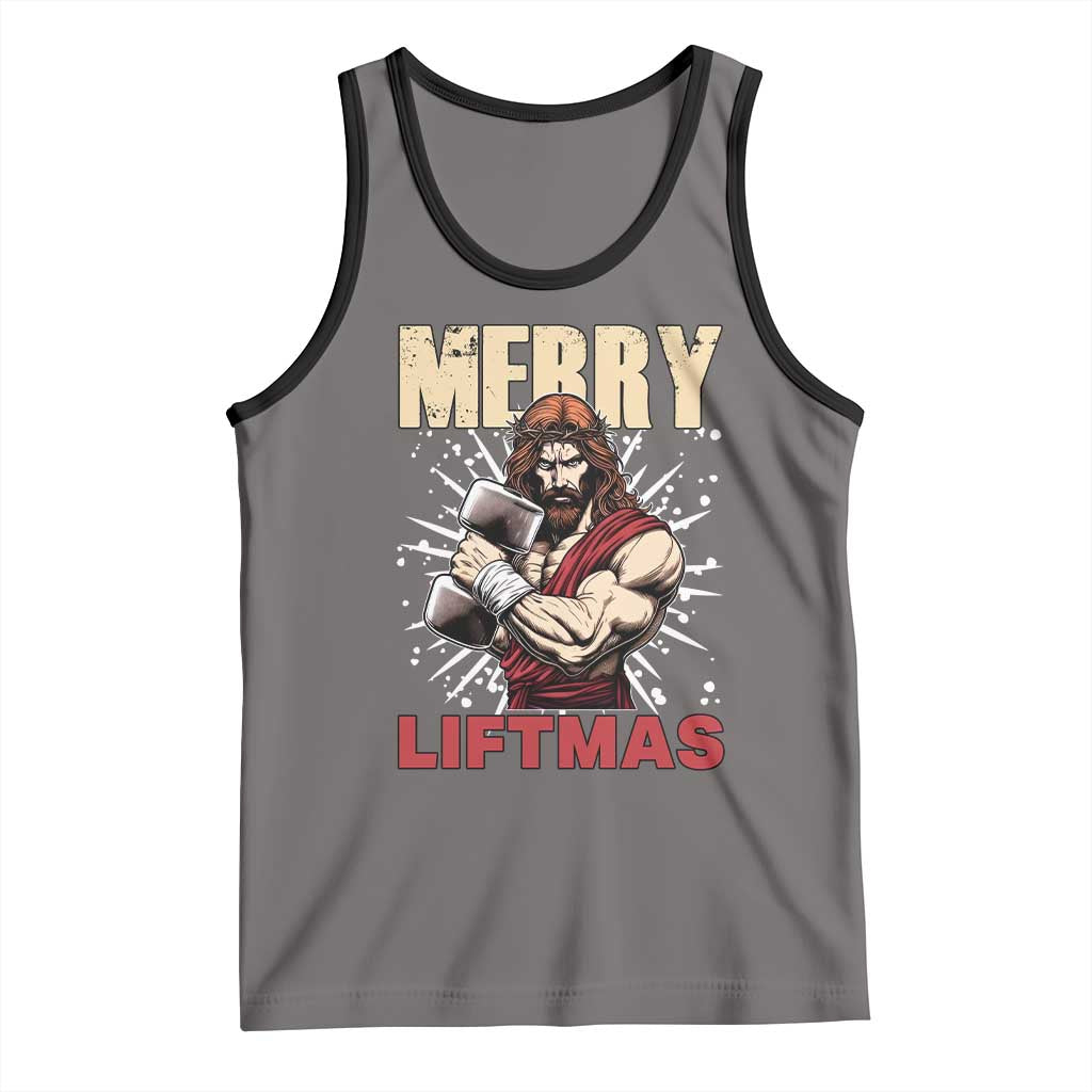 Jesus Gym Christmas Tank Top Merry Liftmas Xmas TS14 Deep Heather Black Print Your Wear