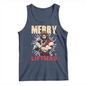 Jesus Gym Christmas Tank Top Merry Liftmas Xmas TS14 Navy Print Your Wear