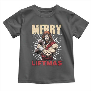 Jesus Gym Christmas Toddler T Shirt Merry Liftmas Xmas TS14 Dark Heather Print Your Wear