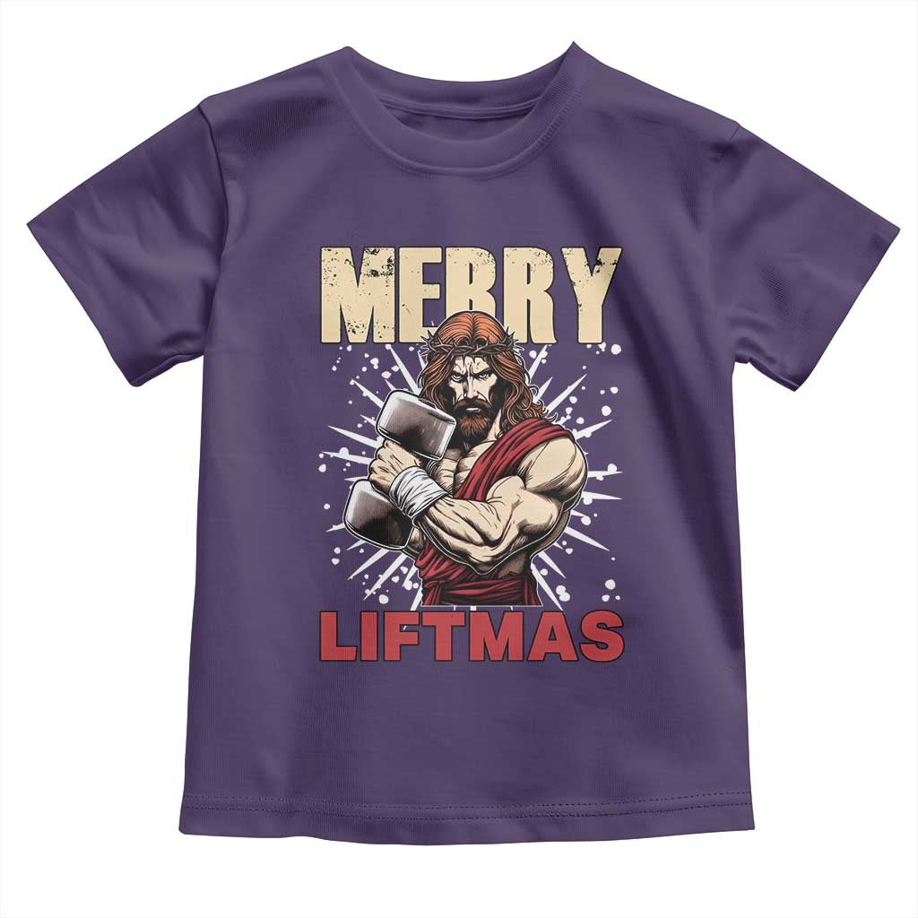 Jesus Gym Christmas Toddler T Shirt Merry Liftmas Xmas TS14 Purple Print Your Wear