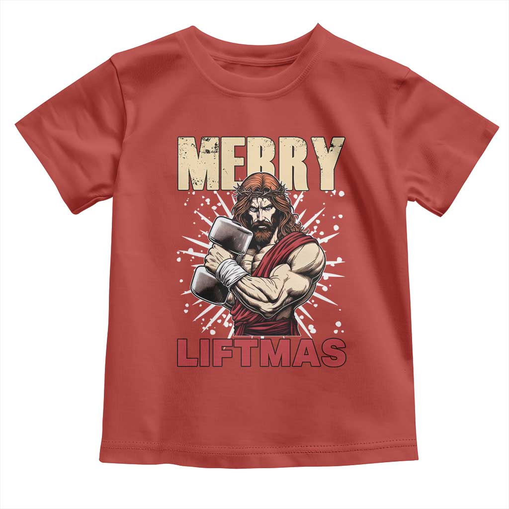 Jesus Gym Christmas Toddler T Shirt Merry Liftmas Xmas TS14 Red Print Your Wear