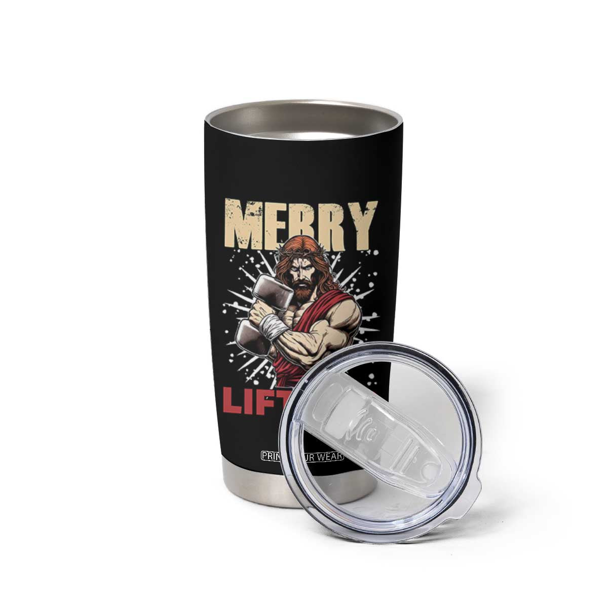 Jesus Gym Christmas Tumbler Cup Merry Liftmas Xmas TS14 Print Your Wear