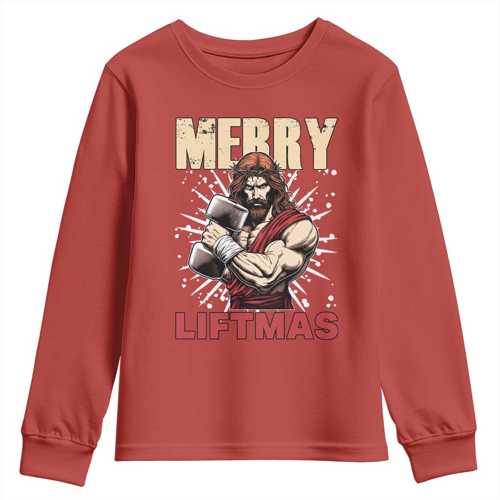 Jesus Gym Christmas Youth Sweatshirt Merry Liftmas Xmas TS14 Red Print Your Wear