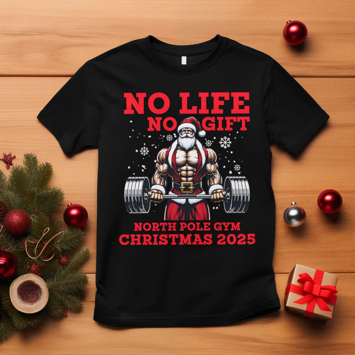 Santa Gym Christmas T Shirt Lifting Swole Santa Ugly Xmas TS14 Black Print Your Wear