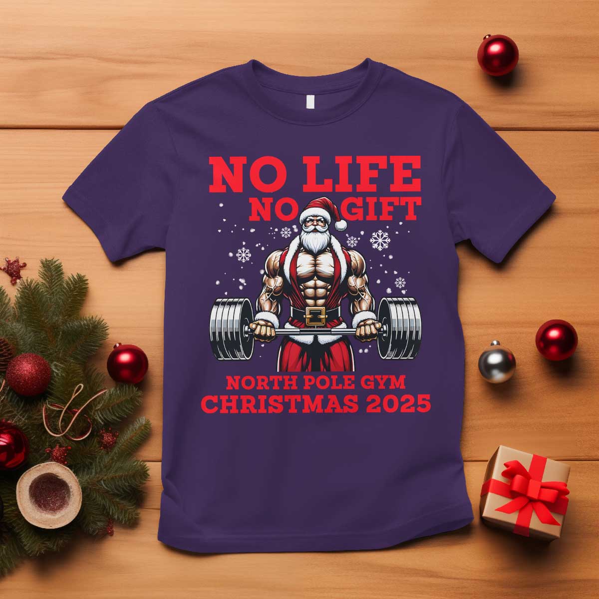 Santa Gym Christmas T Shirt Lifting Swole Santa Ugly Xmas TS14 Purple Print Your Wear