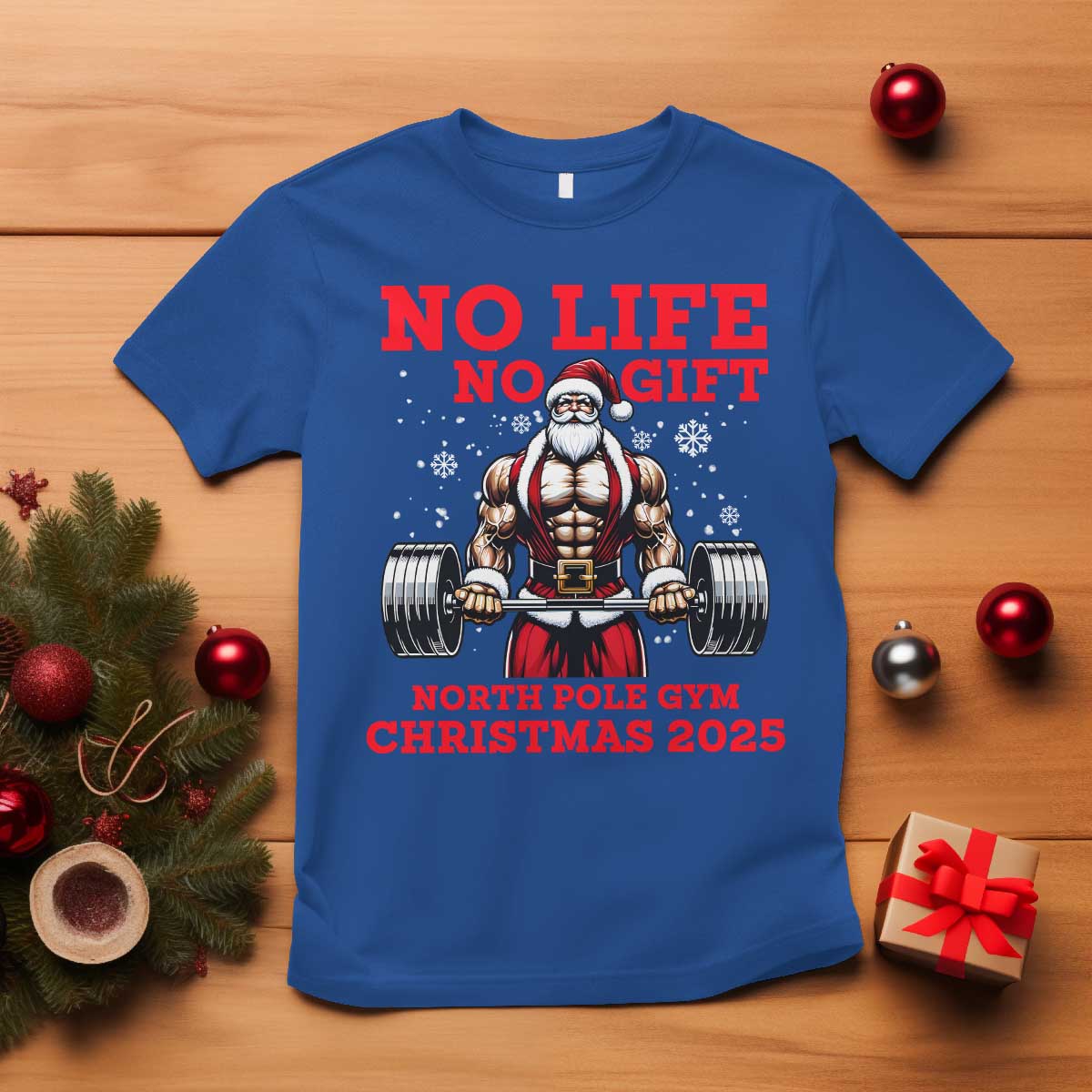 Santa Gym Christmas T Shirt Lifting Swole Santa Ugly Xmas TS14 Royal Blue Print Your Wear