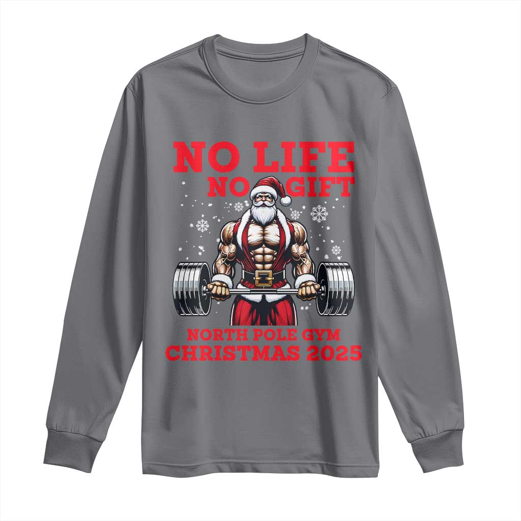 Santa Gym Christmas Long Sleeve Shirt Lifting Swole Santa Ugly Xmas TS14 Charcoal Print Your Wear