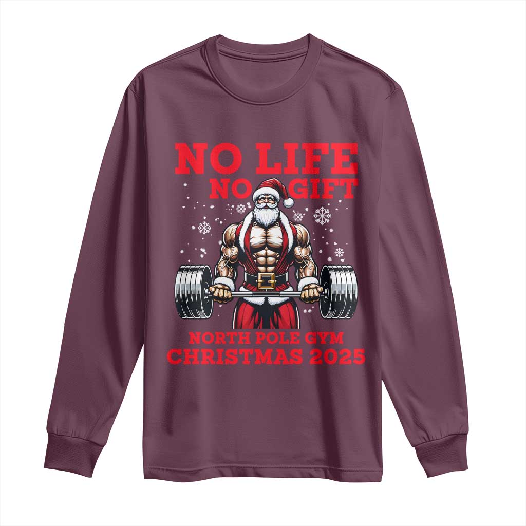 Santa Gym Christmas Long Sleeve Shirt Lifting Swole Santa Ugly Xmas TS14 Maroon Print Your Wear
