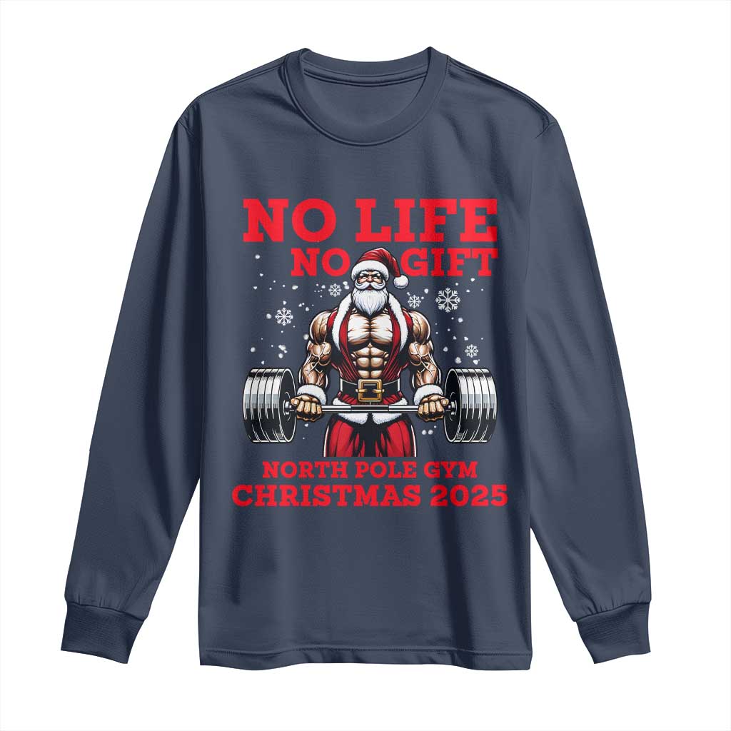 Santa Gym Christmas Long Sleeve Shirt Lifting Swole Santa Ugly Xmas TS14 Navy Print Your Wear