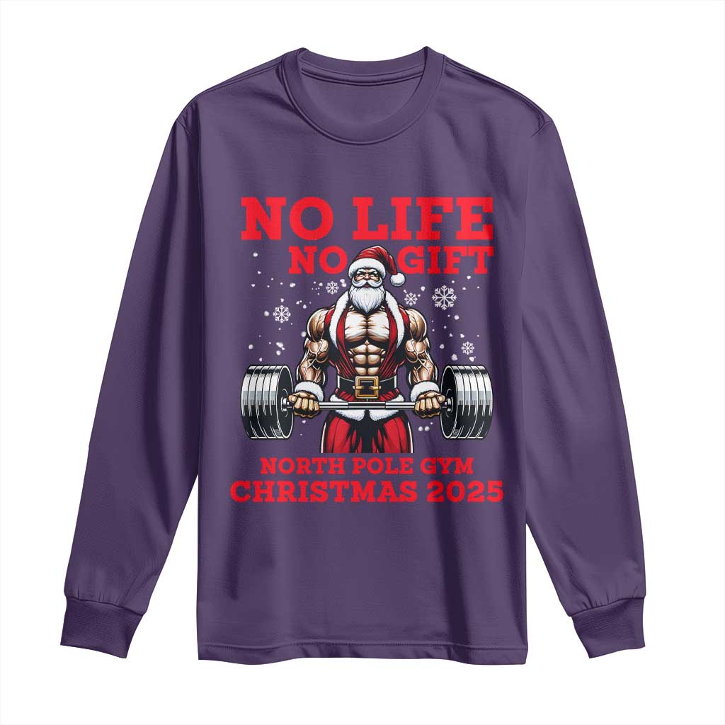 Santa Gym Christmas Long Sleeve Shirt Lifting Swole Santa Ugly Xmas TS14 Purple Print Your Wear