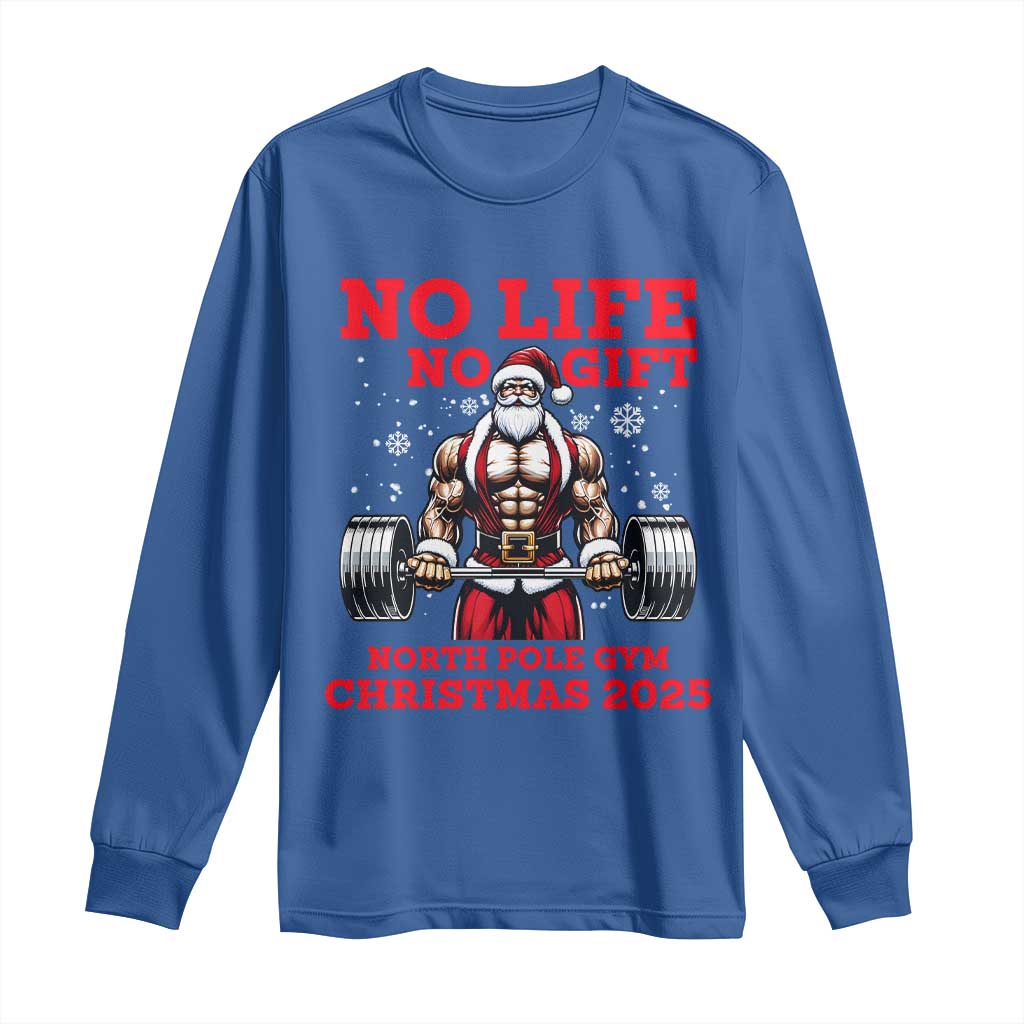 Santa Gym Christmas Long Sleeve Shirt Lifting Swole Santa Ugly Xmas TS14 Royal Blue Print Your Wear
