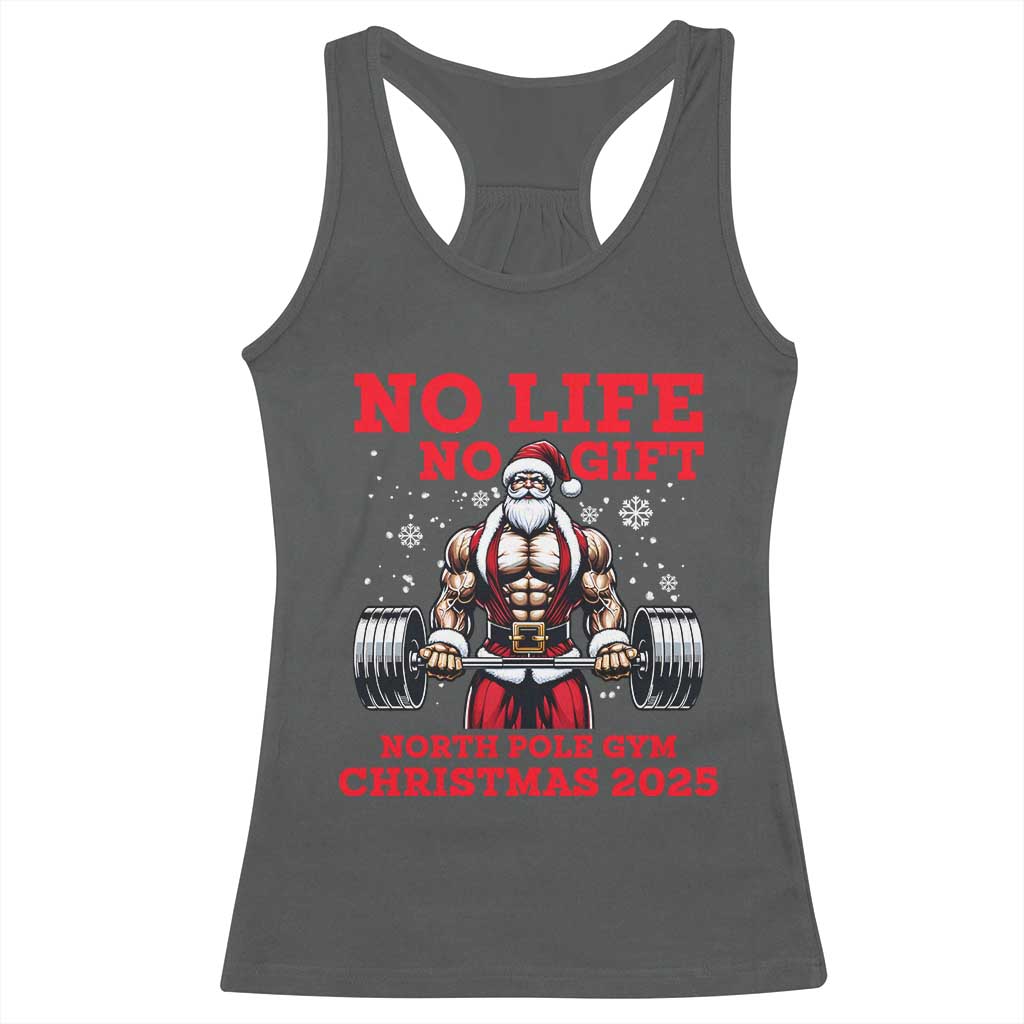 Santa Gym Christmas Racerback Tank Top Lifting Swole Santa Ugly Xmas TS14 Dark Heather Print Your Wear