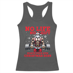 Santa Gym Christmas Racerback Tank Top Lifting Swole Santa Ugly Xmas TS14 Dark Heather Print Your Wear