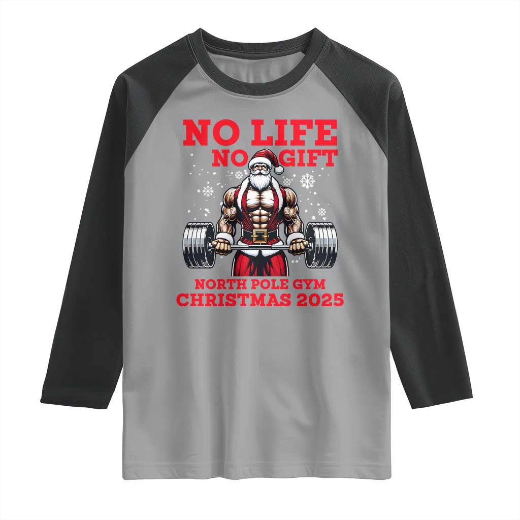 Santa Gym Christmas Raglan Shirt Lifting Swole Santa Ugly Xmas TS14 Sport Gray Black Print Your Wear