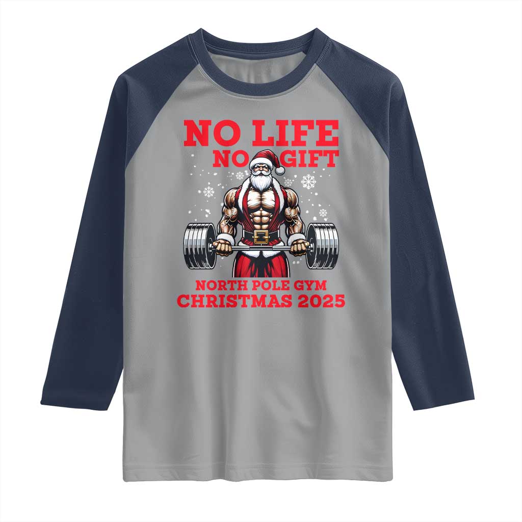 Santa Gym Christmas Raglan Shirt Lifting Swole Santa Ugly Xmas TS14 Sport Gray Navy Print Your Wear