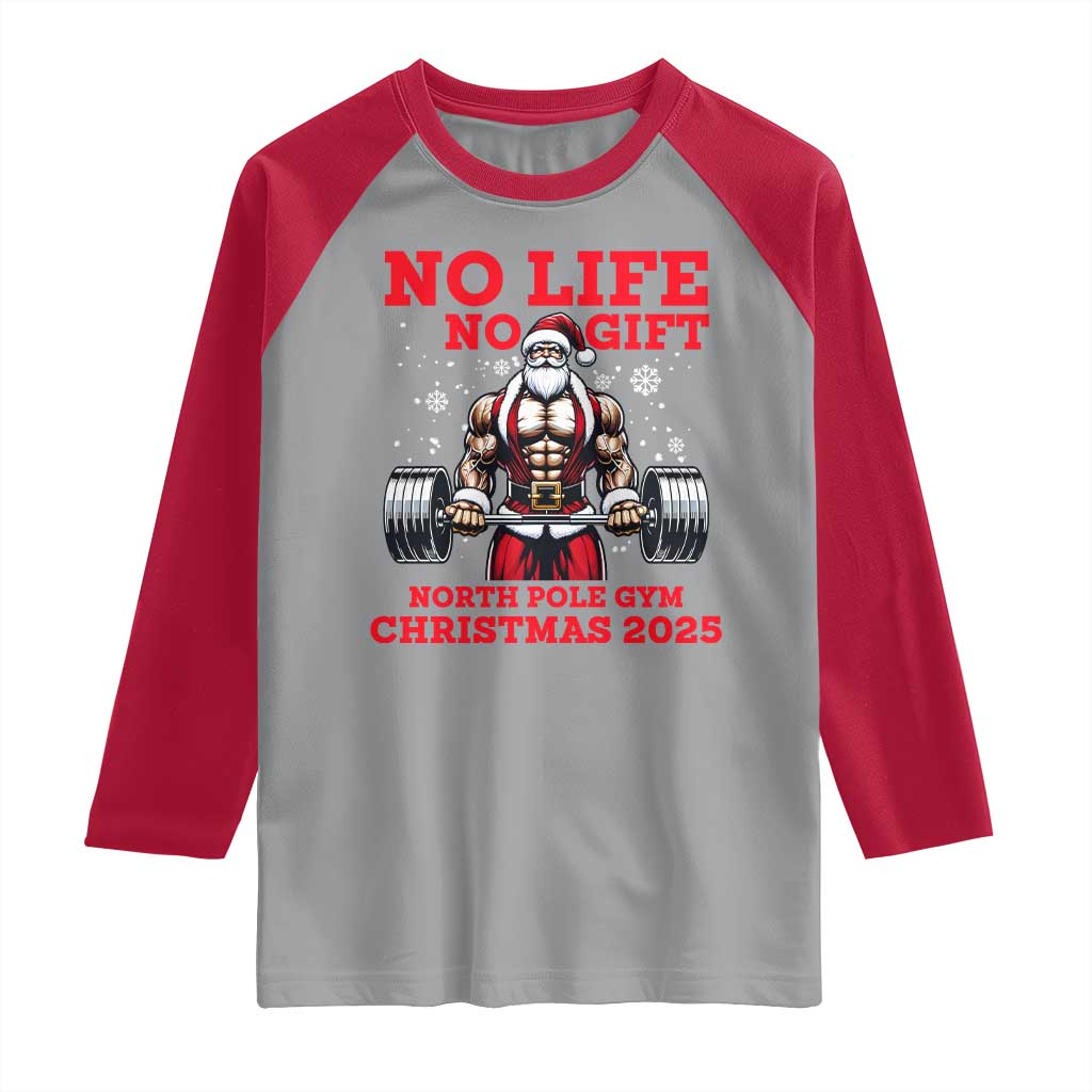 Santa Gym Christmas Raglan Shirt Lifting Swole Santa Ugly Xmas TS14 Sport Gray Red Print Your Wear
