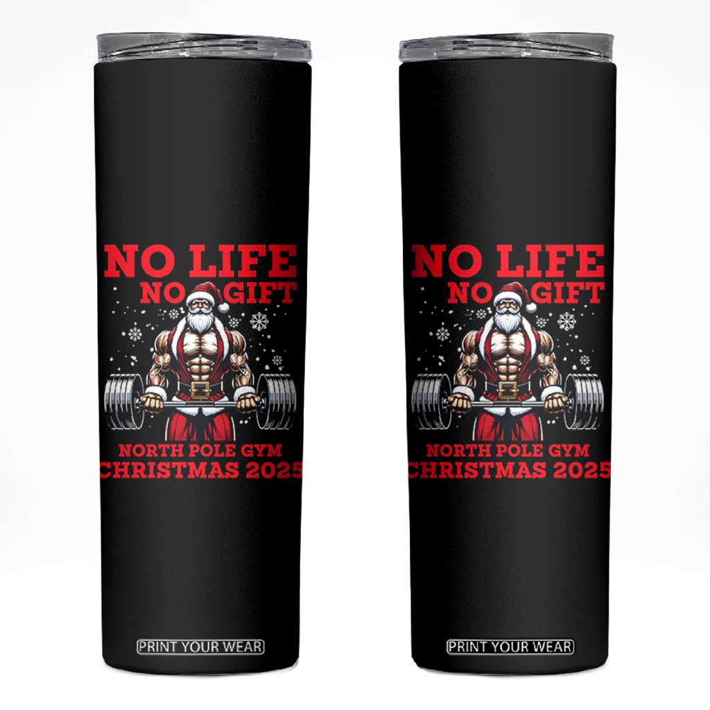 Santa Gym Christmas Skinny Tumbler Lifting Swole Santa Ugly Xmas TS14 Black Print Your Wear