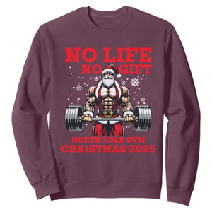 Santa Gym Christmas Sweatshirt Lifting Swole Santa Ugly Xmas TS14 Maroon Print Your Wear