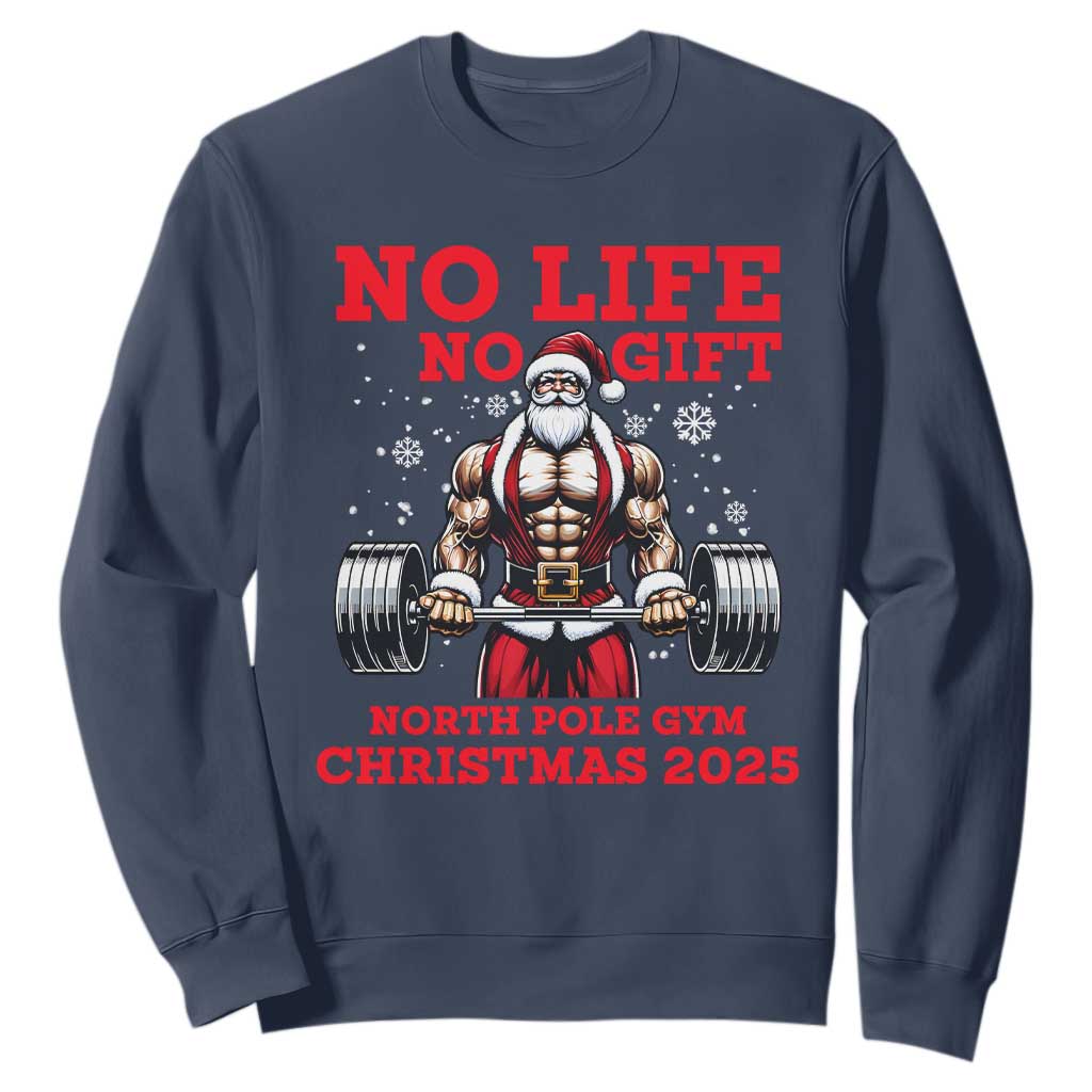 Santa Gym Christmas Sweatshirt Lifting Swole Santa Ugly Xmas TS14 Navy Print Your Wear